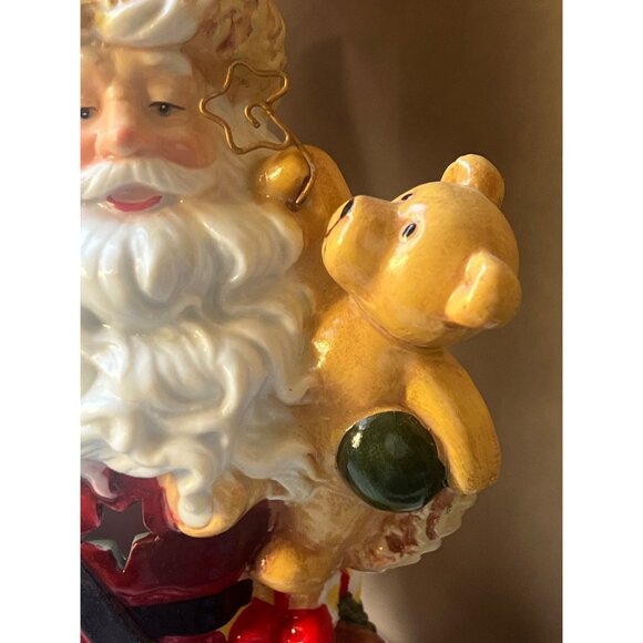 Santa Claus Figurine Lantern Design With LED Light Effects 8" T Gift - Picture 8 of 16